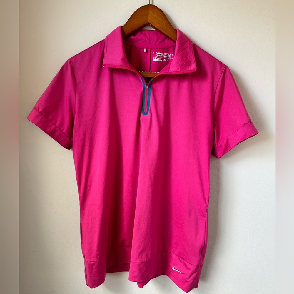 Nike Golf Tour Performance Dri-Fit hot pink golf polo shirt